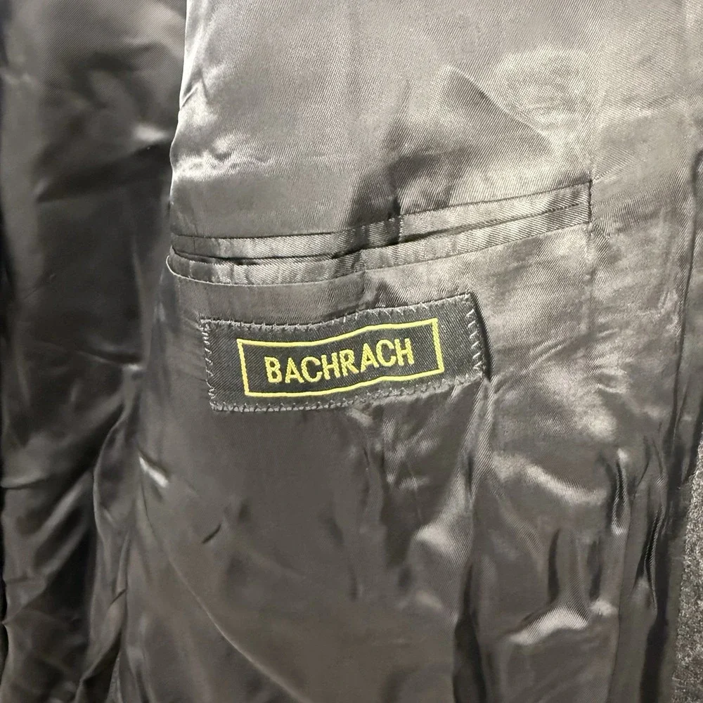 Bachrach Men's Blazer Wool Slate Gray 46L Made‎ In Israel Preppy Business Career